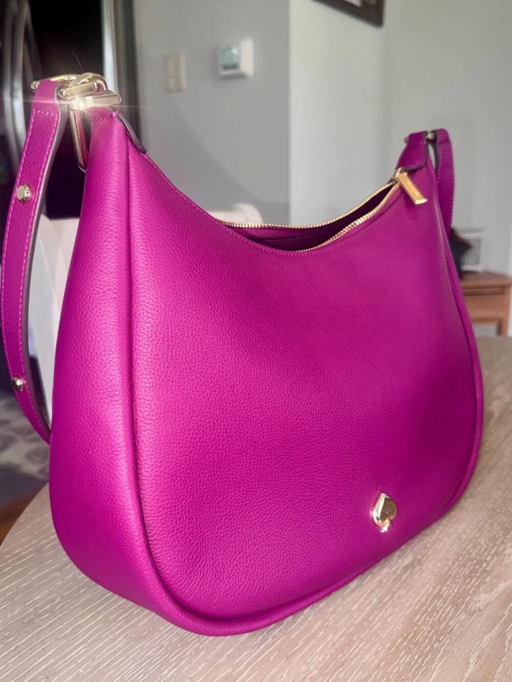 NWT Kate Spade Kayla Large Shoulder Bag Pebbled Leather, Raspberry Color KK055